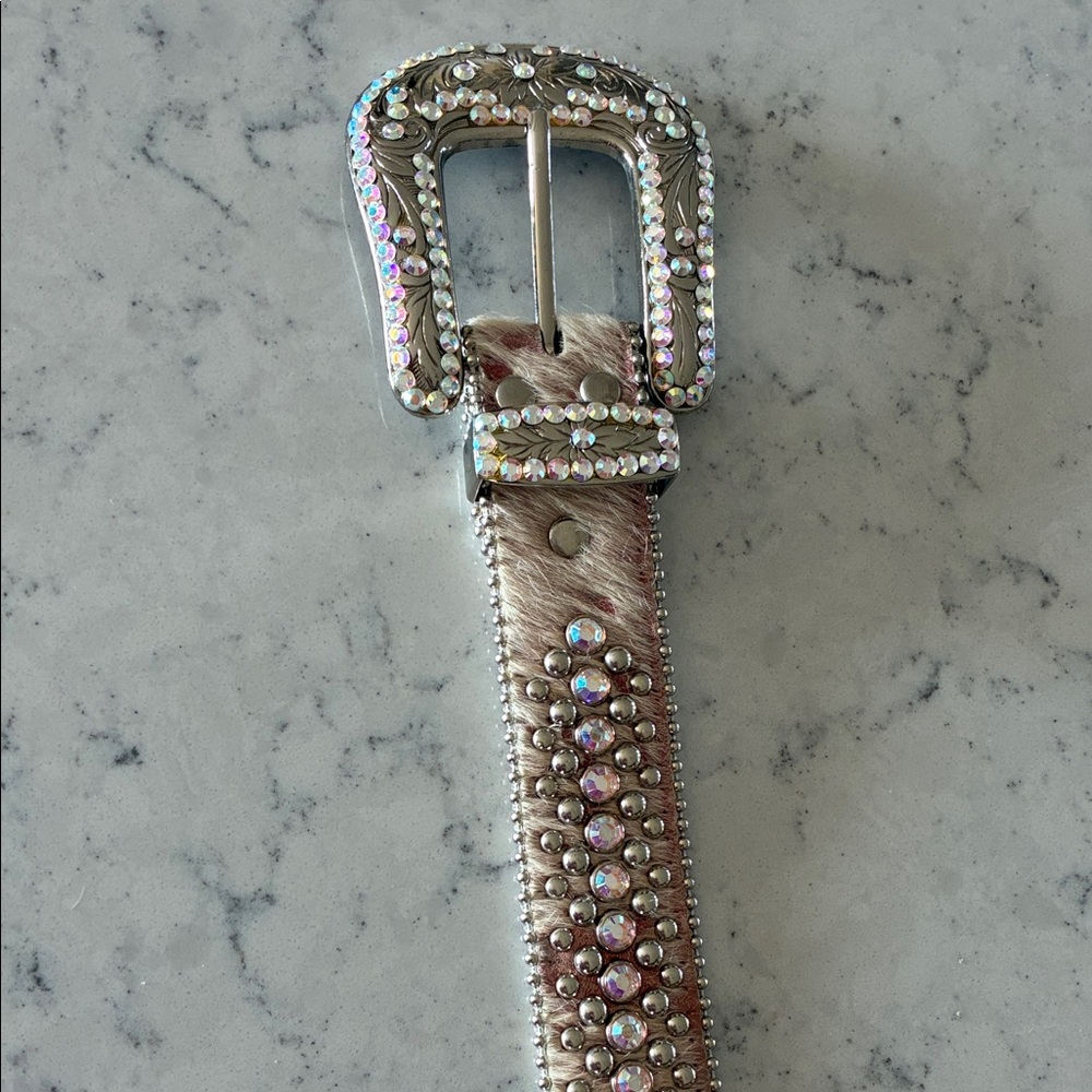 B.B. Simon Silver and Brown Crystal Belt - Picture 4 of 6